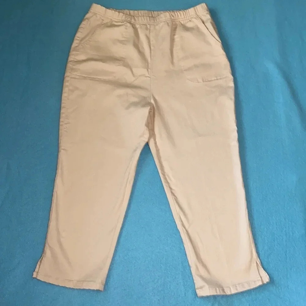BLAIR pull on elastic waistband capri pants 2 front pockets high rise size 14